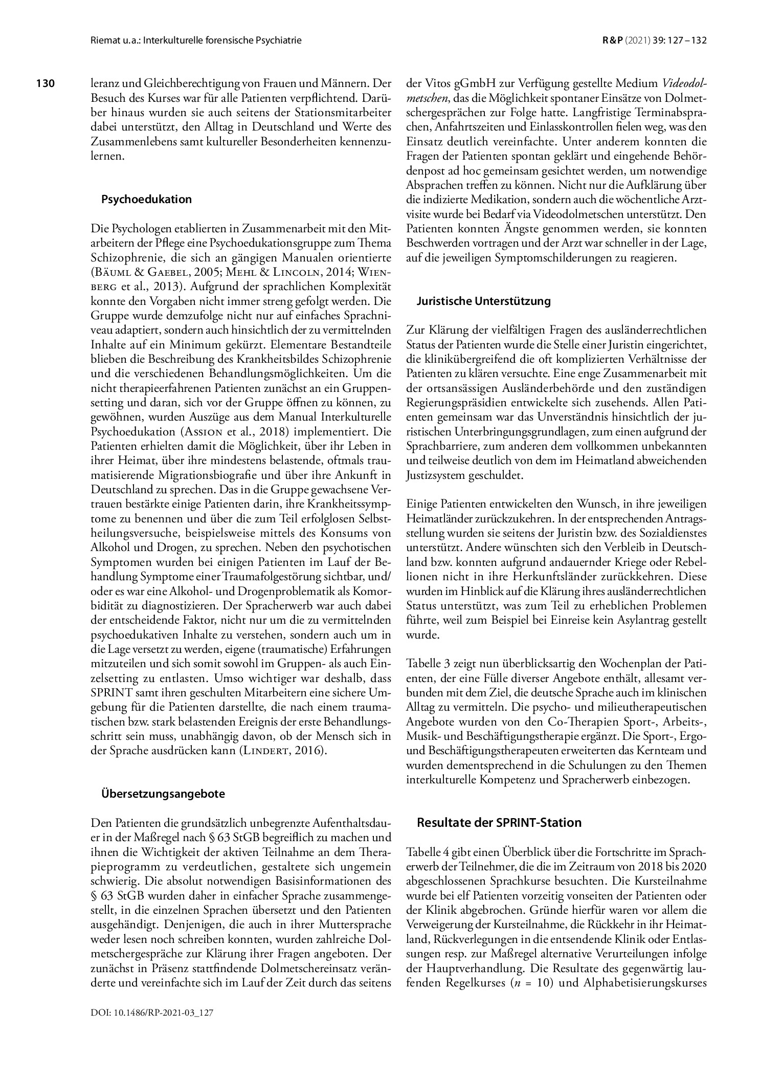 Vorschauseite 4: Interkulturelle forensische Psychiatrie: Die Station für Spracherwerb und Integration (SPRINT)