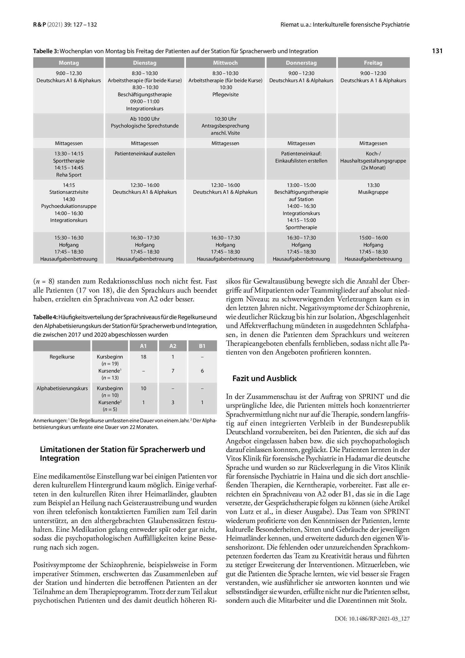 Vorschauseite 5: Interkulturelle forensische Psychiatrie: Die Station für Spracherwerb und Integration (SPRINT)