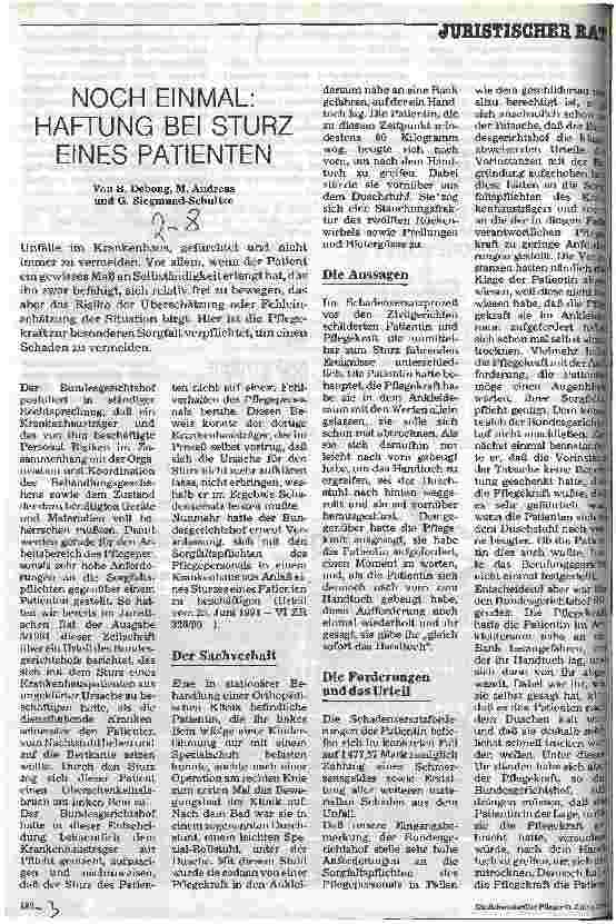 Vorschauseite 1: Noch einmal: Haftung bei Sturz eines Patienten