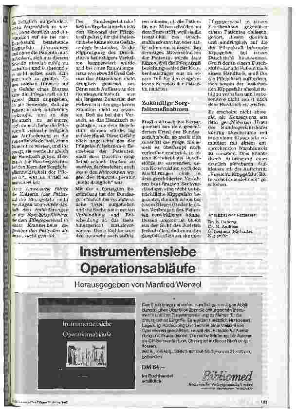 Vorschauseite 2: Noch einmal: Haftung bei Sturz eines Patienten