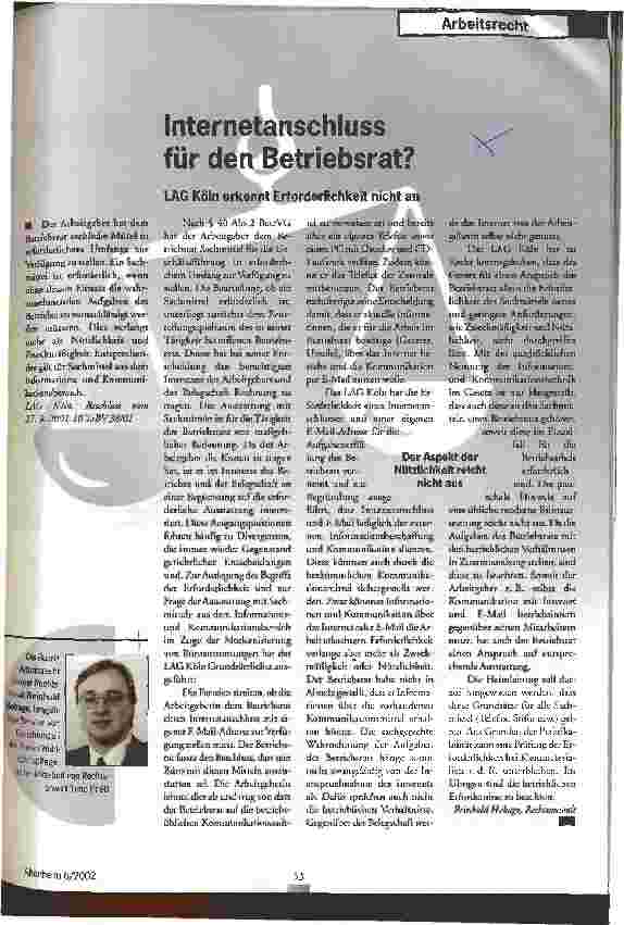 Vorschauseite 1: Internetanschluss für den Betriebsrat?