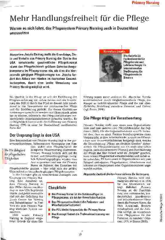 Vorschauseite 1: Mehr Handlungsfreiheit für die Pflege