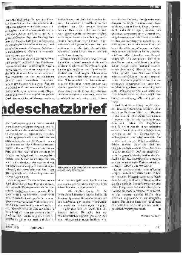 Vorschauseite 2: Private Pflegeeinrichtungen: kein Bundesschatzbrief