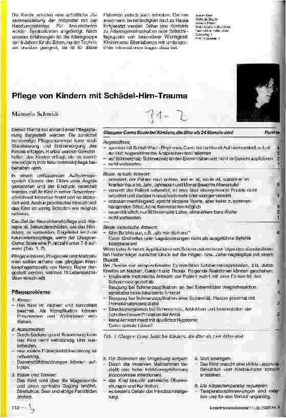 Vorschauseite 1: Pflege von Kindern mit Schädel-Hirn-Trauma