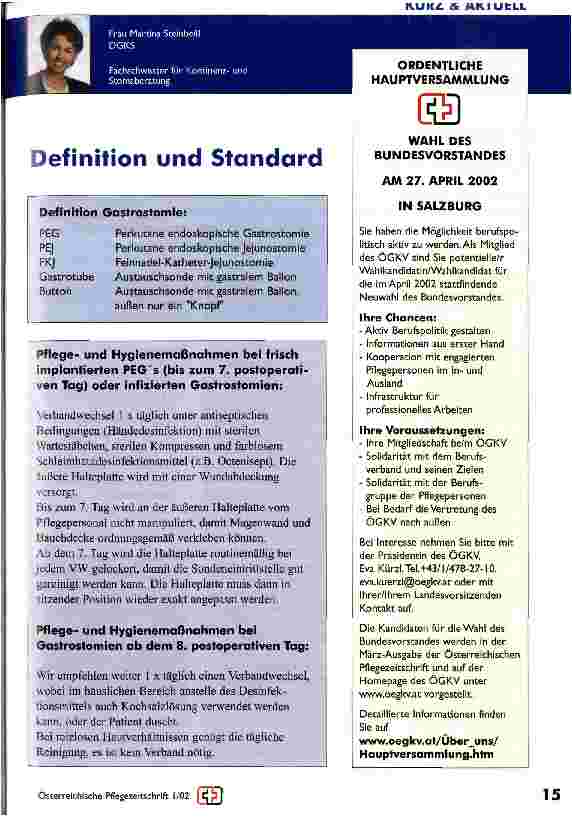 Vorschauseite 2: Pflegeund Hygienemaßnahmen rund um PEG-Sonden