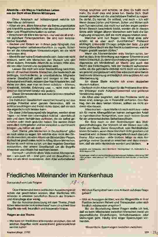 Vorschauseite 1: Friedliches Miteinander im Krankenhaus - Denkanstoß