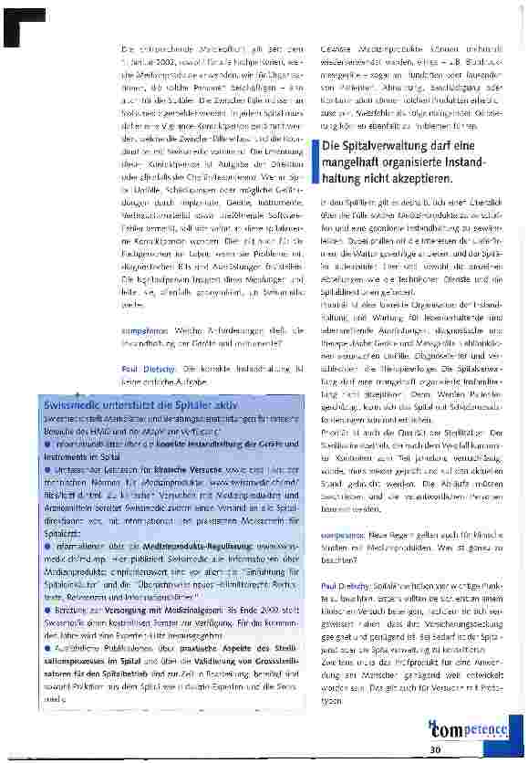 Vorschauseite 2: Neues HMG, neue Verantwortlichkeiten für das Spital