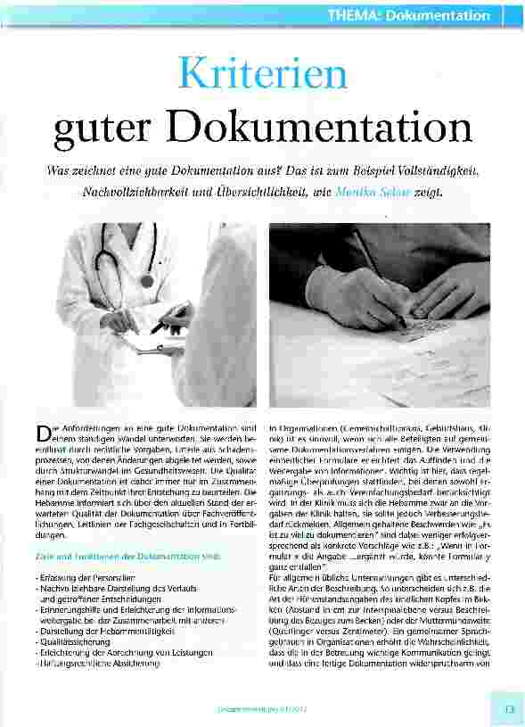 Vorschauseite 1: Kriterien guter Dokumentation