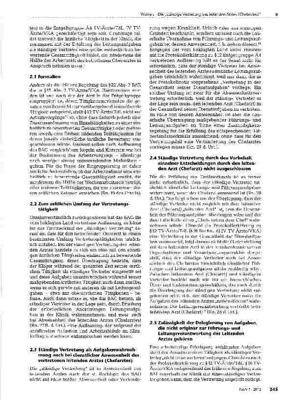 Vorschauseite 2: Die „ständige Vertretung des leitenden Arztes (Chefarztes)*