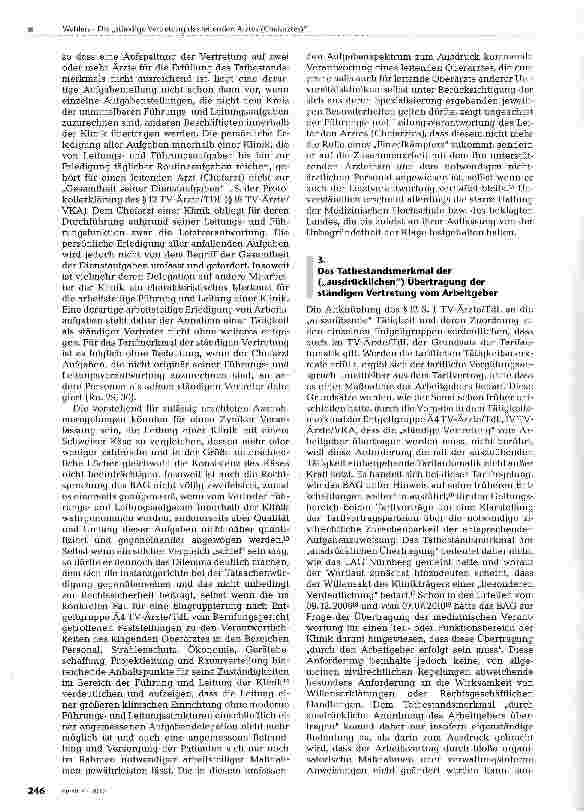 Vorschauseite 3: Die „ständige Vertretung des leitenden Arztes (Chefarztes)*