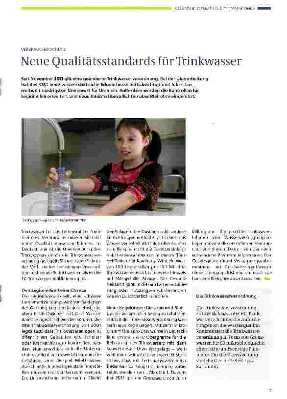Vorschauseite 1: Neue Qualitätsstandards für Trinkwasser
