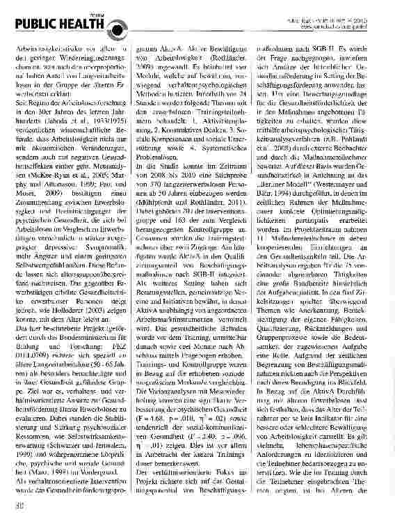 Vorschauseite 2: Gesundheitsförderung bei älteren Langzeitarbeitslosen