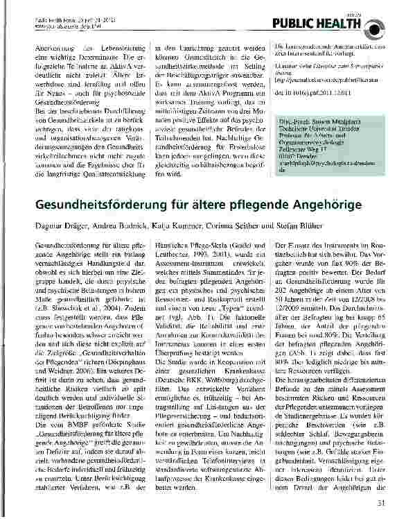 Vorschauseite 3: Gesundheitsförderung bei älteren Langzeitarbeitslosen