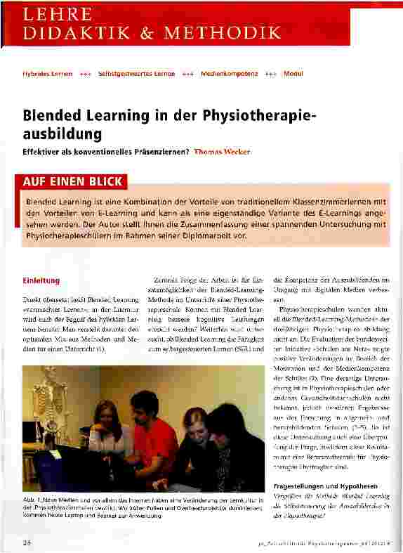 Vorschauseite 1: Blended Learning in der Physiotherapie ausbildung