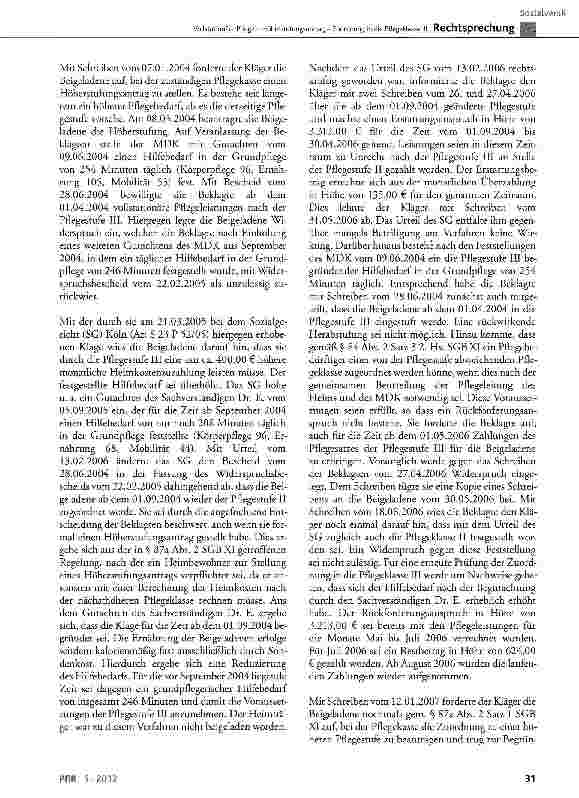 Vorschauseite 1: Vollstationäre Pflege - Höherstufungsantrag -Zuordnung in die Pflegeklasse IMSGBXI §84 Abs. 2, §87a Abs. 2