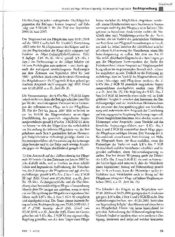 Vorschauseite 5: Vollstationäre Pflege - Höherstufungsantrag -Zuordnung in die Pflegeklasse IMSGBXI §84 Abs. 2, §87a Abs. 2