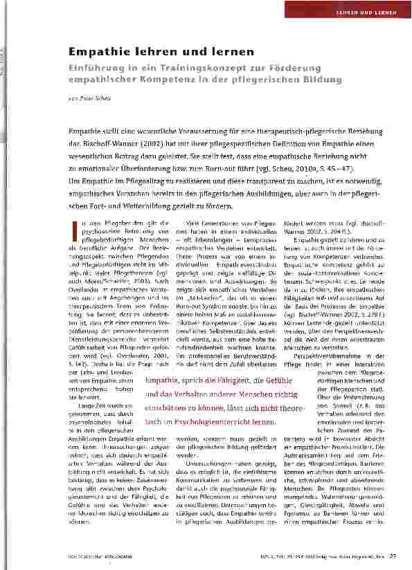 Vorschauseite 1: Empathie lehren und lernen Einführung in ein Trainingskonzept zur Förderung emphathischer Kompetenz in der pflegerischen Bildung