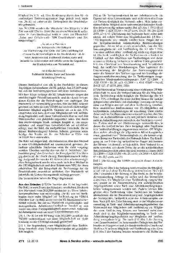 Vorschauseite 2: Arbeitskampfrecht - Wechsel in OT-Mitglied-schaft - SchadensersatzGG Art. 9 Abs. 3; TVG §3; BGB §823 Abs.1, §§26, 31