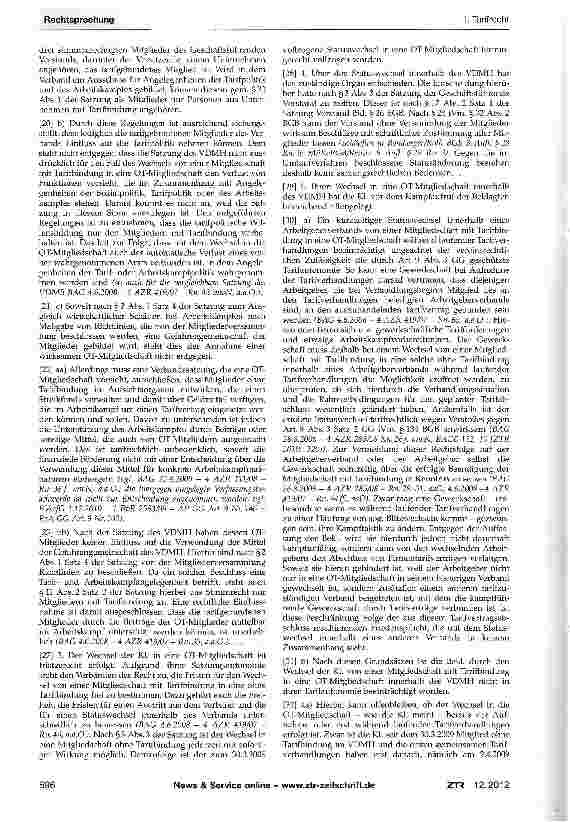 Vorschauseite 3: Arbeitskampfrecht - Wechsel in OT-Mitglied-schaft - SchadensersatzGG Art. 9 Abs. 3; TVG §3; BGB §823 Abs.1, §§26, 31