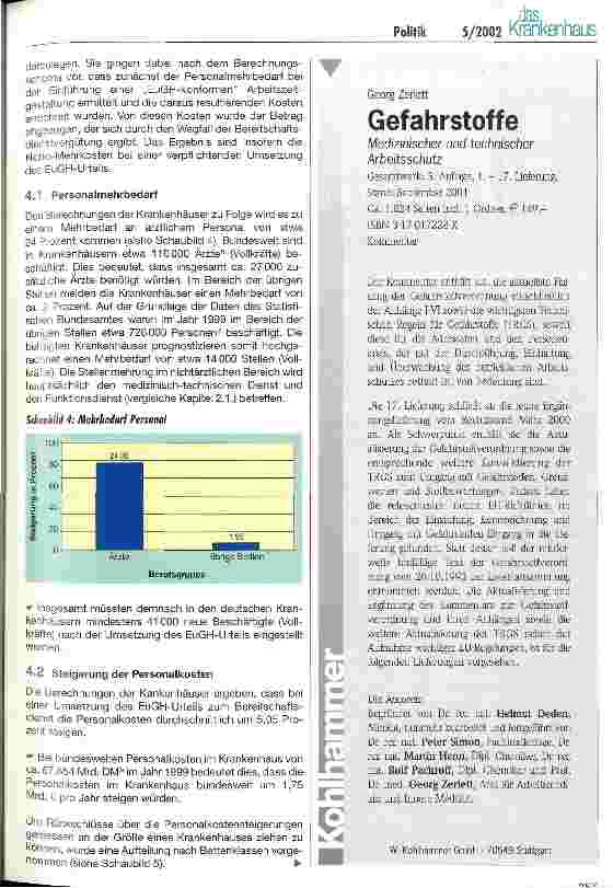 Vorschauseite 3: Einschätzung der Auswirkungen bei Umsetzung des EuGH-Urteils zum Bereitschaftsdienst Ergebnisse der DKG-Umfrage vom Herbst 2001