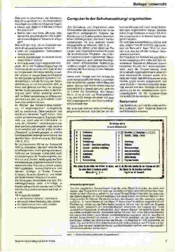 Vorschauseite 2: Computer in Krankenund Kinderkrankenpflegeschulen Anwendungen einer EDV-Anlage in Krankenpflegeschulen
