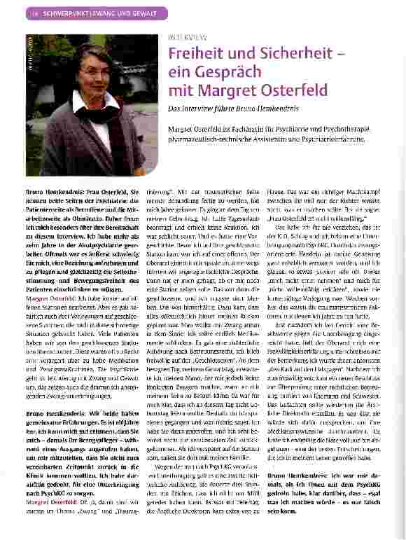 Vorschauseite 1: Freiheit und Sicherheit -ein Gespräch mit Margret Osterfeld