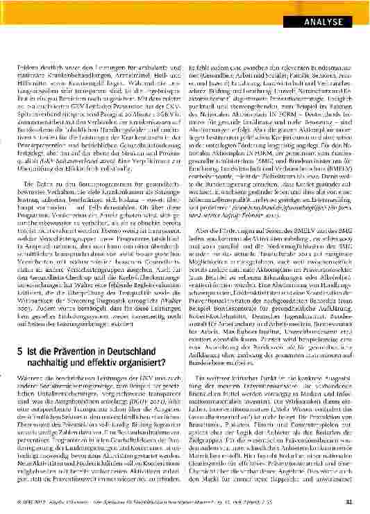 Vorschauseite 5: Prävention Eine Spielwiese für Einzelaktivitäten heterogener Akteure?