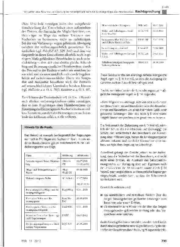 Vorschauseite 4: Wirksamkeit eines Testaments mit Einsetzung des Heimträgers zum Nacherben durch Angehörigen eines Heimbewohners BGB § 134; HeimG § 14 Abs. 1