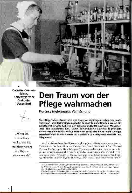 Vorschauseite 1: Den Traum von der Pflege wahrmachen Florence Nightingales Vermächtnis