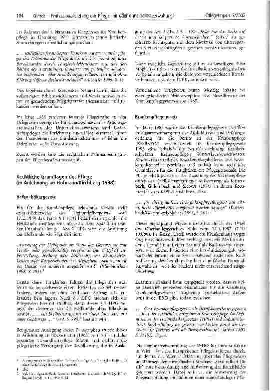 Vorschauseite 5: Professionalisierung der Pflege mit oder ohne Selbstverwaltung?