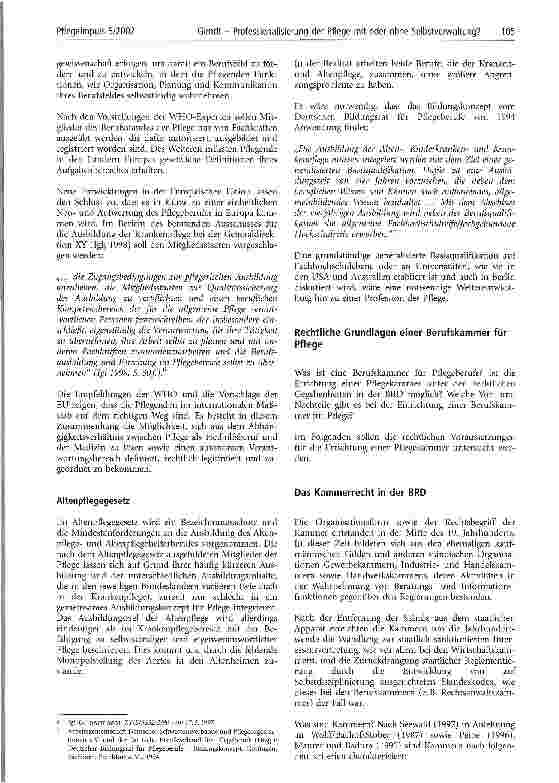 Vorschauseite 6: Professionalisierung der Pflege mit oder ohne Selbstverwaltung?