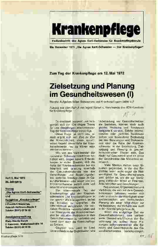Vorschauseite 1: Zielsetzung und Planung im Gesundheitswesen (I)