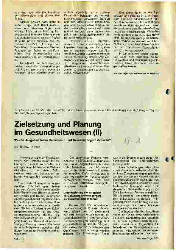 Vorschauseite 2: Zielsetzung und Planung im Gesundheitswesen (I)