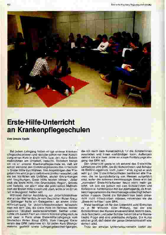 Vorschauseite 1: Erste-Hilfe-Unterricht an Krankenpflegeschulen