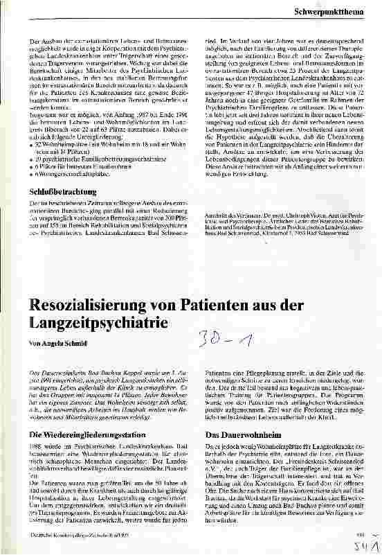 Vorschauseite 1: Resozialisierung von Patienten aus der Langzeitpsychiatrie