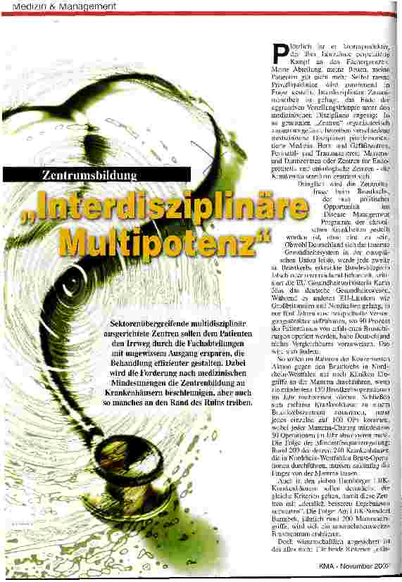 Vorschauseite 1: Zentrumsbildung: Interdisziplinäre Multipotenz