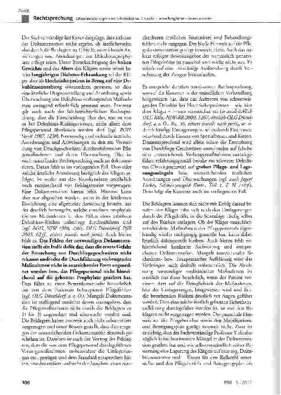 Vorschauseite 3: Schadensersatz wegen eines Sakraldekubitus IV. Grades Behandlungsfehler - Beweislastumkehr BGB §253, §278, §421, §823