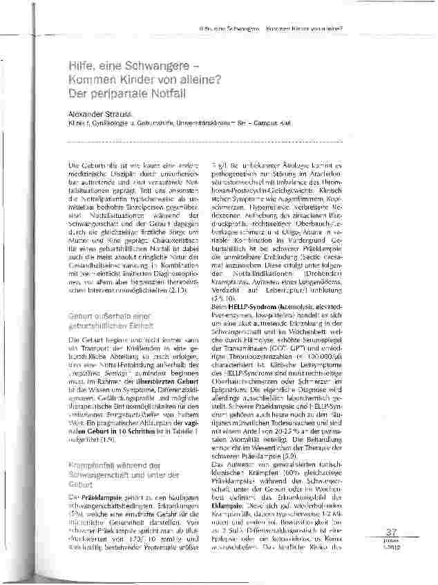 Vorschauseite 1: Hilfe, eine Schwangere- Kommen Kinder von alleine? der peripartale Notfall