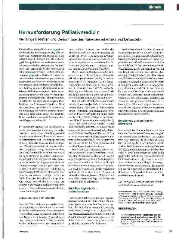 Vorschauseite 1: Herausforderung Palliativmedizin