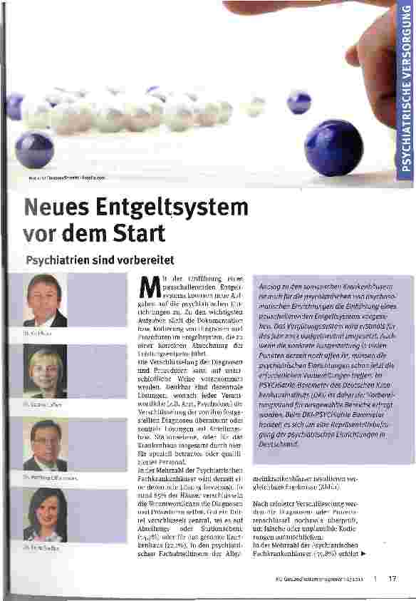 Vorschauseite 1: Neues Entgeltsystem vor dem StartPsychiatrien sind vorbereitet