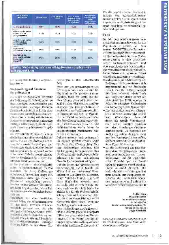 Vorschauseite 3: Neues Entgeltsystem vor dem StartPsychiatrien sind vorbereitet