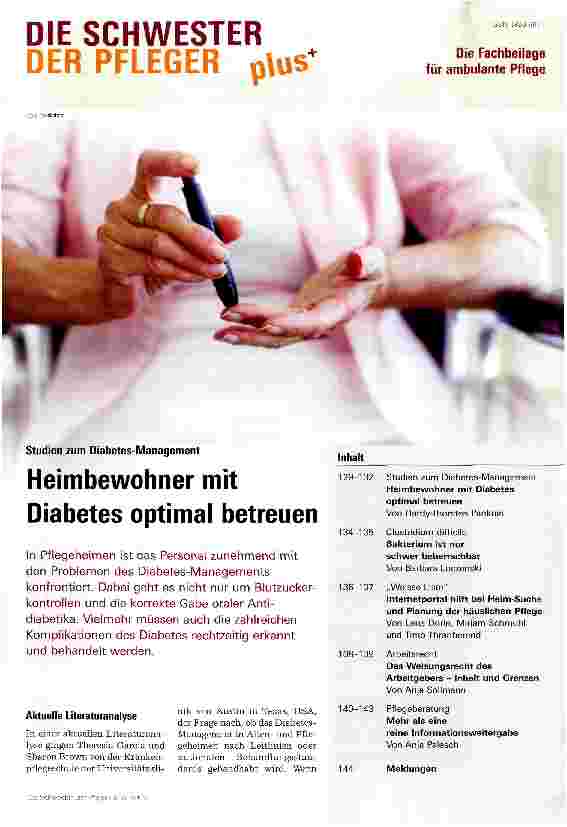 Vorschauseite 1: Heimbewohner mit Diabetes optimal betreuen