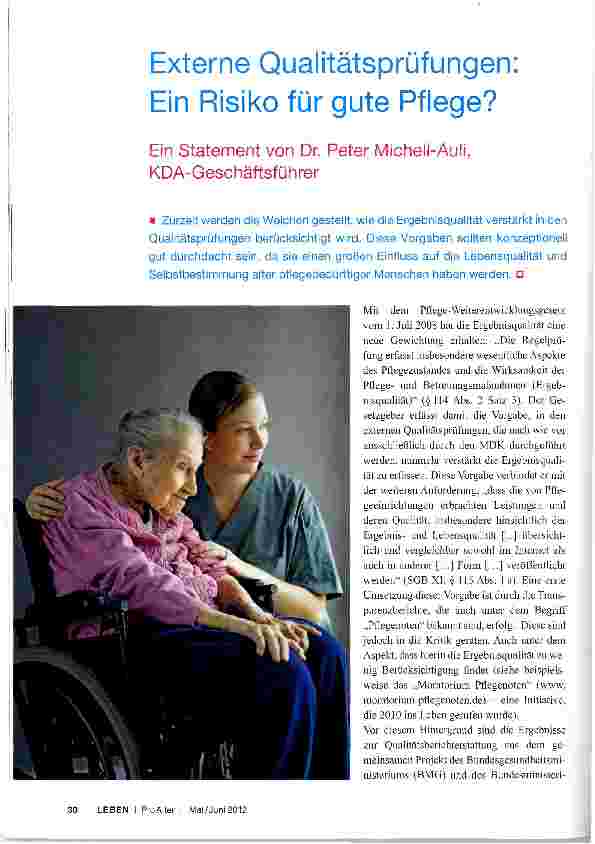 Vorschauseite 1: Externe Qualitätsprüfungen Ein Risiko für gute Pflege?