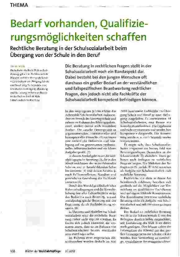 Vorschauseite 1: Bedarf vorhanden, Qualifizierungsmöglichkeiten schaffen