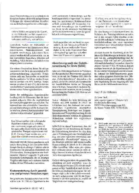 Vorschauseite 4: Die regionale Elektrohyperthermie - technische Grundlagen, klinische Resultate und versicherungsmedizinische Aspekte