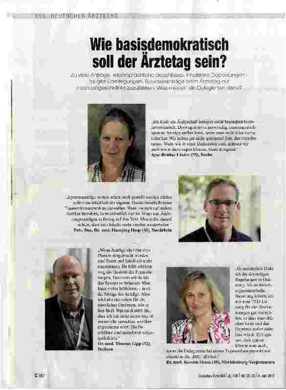 Vorschauseite 1: Wie basisdemokratisch soll der Ärztetag sein?