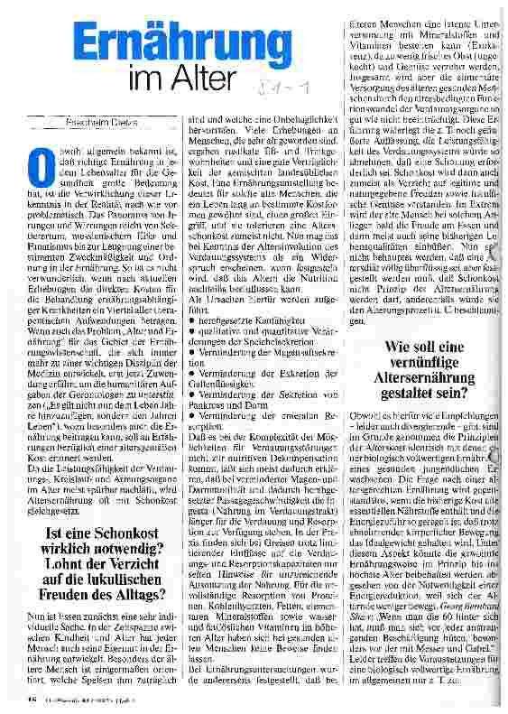 Vorschauseite 1: Ernährung im Alter