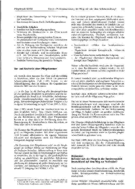 Vorschauseite 2: Professionalisierung der Pflege mit oder ohne Selbstverwaltung?