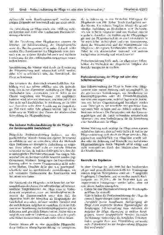 Vorschauseite 3: Professionalisierung der Pflege mit oder ohne Selbstverwaltung?