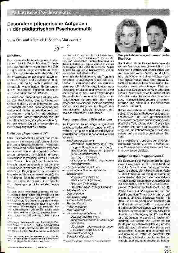 Vorschauseite 1: Besondere pflegerische Aufgaben in der pädiatrischen Psychosomatik